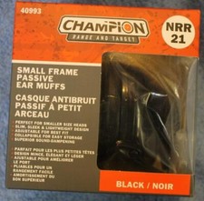 Champion 40993 Small Frame Passive Ear Muffs Black NRR 21 dB Adjustable NEW 