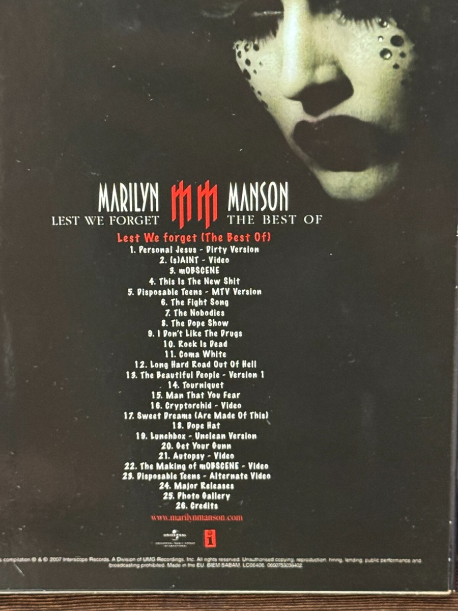 MARILYN MANSON - Lest We Forget The Best Of DVD | eBay