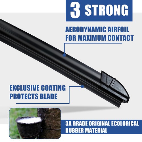 Black Front Windshield Wiper Blades For Buick Century 1998-2005 2004 J/U Hook - Foto 5 di 9
