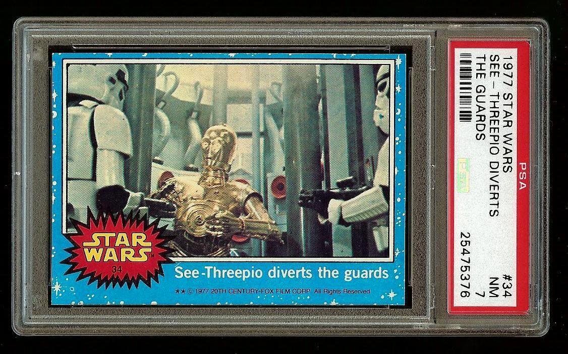 1977 Topps Star Wars #34 See-Threepio diverts the guards  PSA 7 #2185