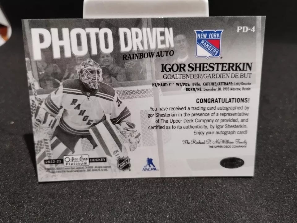 2022-23 O-Pee-Chee Platinum - Photo Driven #PD-4 Igor Shesterkin Auto - Image 2 of 2