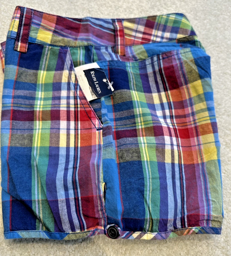 NWT Ralph Lauren Girls Plaid Shorts Preppy Colorful Size 8 - Picture 3 of 3