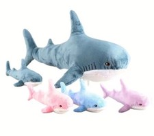Giant Shark with 4-Baby Set Plush Toy Stuffed Animal Toddler Doll Gift for Kids