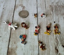 Disney Minnie Mouse Necklace Charms Clip On Earrings Pin Cheerleader Hand Lot