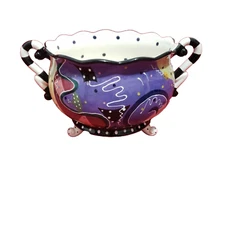 SPIRAL TM  Handpainted Bowl  w/ Handles Microwave & Dishwasher safe 8 1/4" Dx6"H