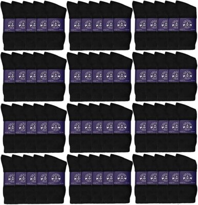 72 Pairs of Mens and Womens Bulk Lightweight Cotton Crew Socks,  Wholesale Sock