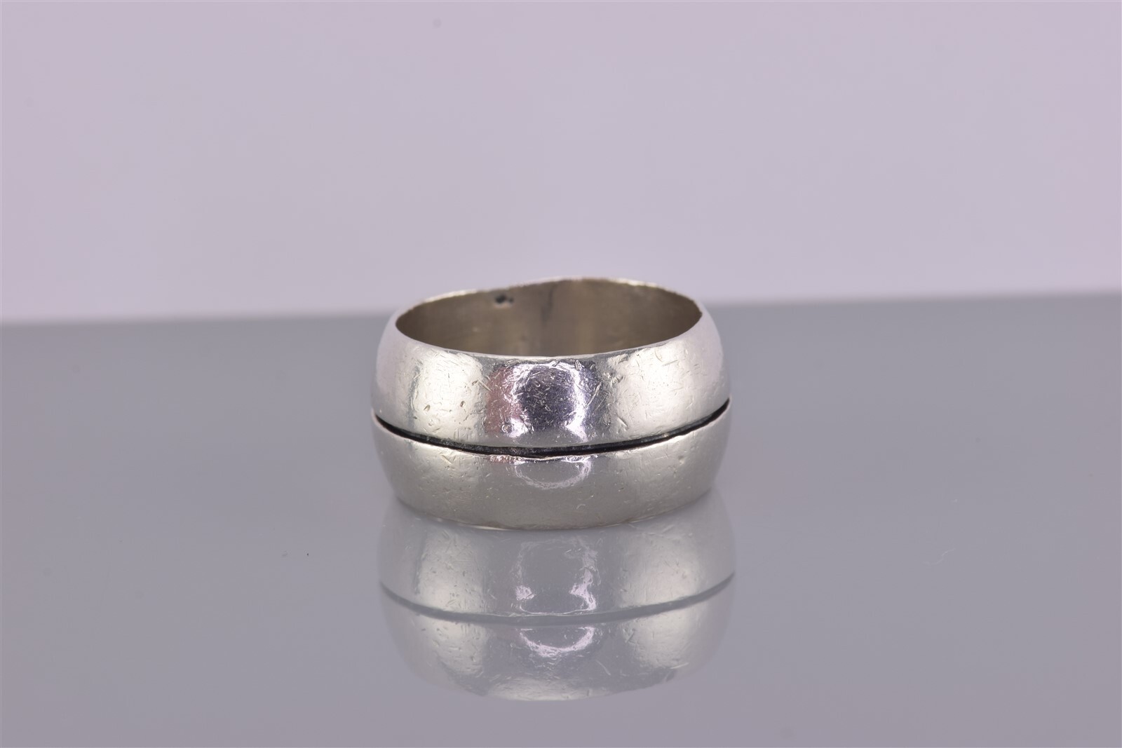 Sterling Silver 10mm Solid Grooved Rounded Band R… - image 2