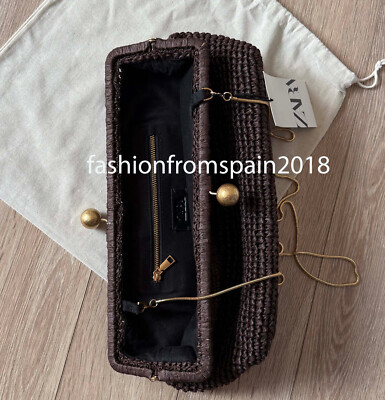 ZARA NEW WOMAN WOVEN CLUTCH BAG BROWN 6218/510/700 | eBay