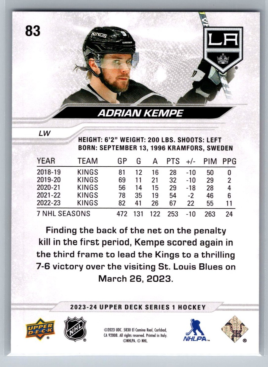 Adrian Kempe 2023-24 Upper Deck HOCKEY #83 Los Angeles Kings | eBay