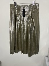 Banana Republic Gold Metallic Pleated Fully Lined Size 8 Midi Skirt