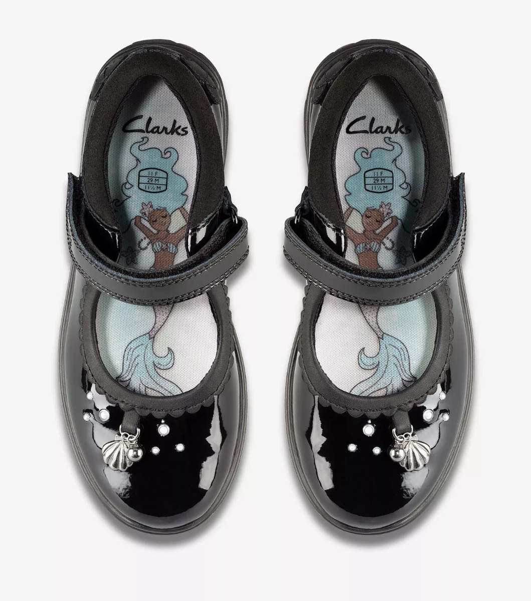 Patent Sea Shimmer Clarks Clarks School Shoes Relda Sea Black