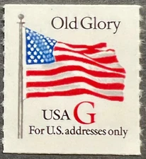 Scott#: 2891 Red "G" Stamp/Old Glory: For U.S. addresses only single coil stamp