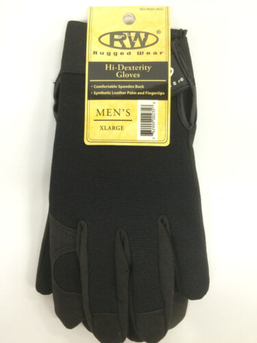 Rugged Wear Mechanics Gloves Leather Syn Palm and Fingers Are Spandex Black - Picture 1 of 48