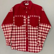 Womens 90s Y2K Corduroy Flannel Shirt Plaid Gitano Womens S Grunge Red
