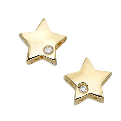 0,01ct Diamant kleine Stern Ohrstecker echt 14K Gelbgold