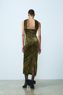 zara green velvet embroidered dress Zara Zara Velvet Green Blue Crochet Maxi Dress