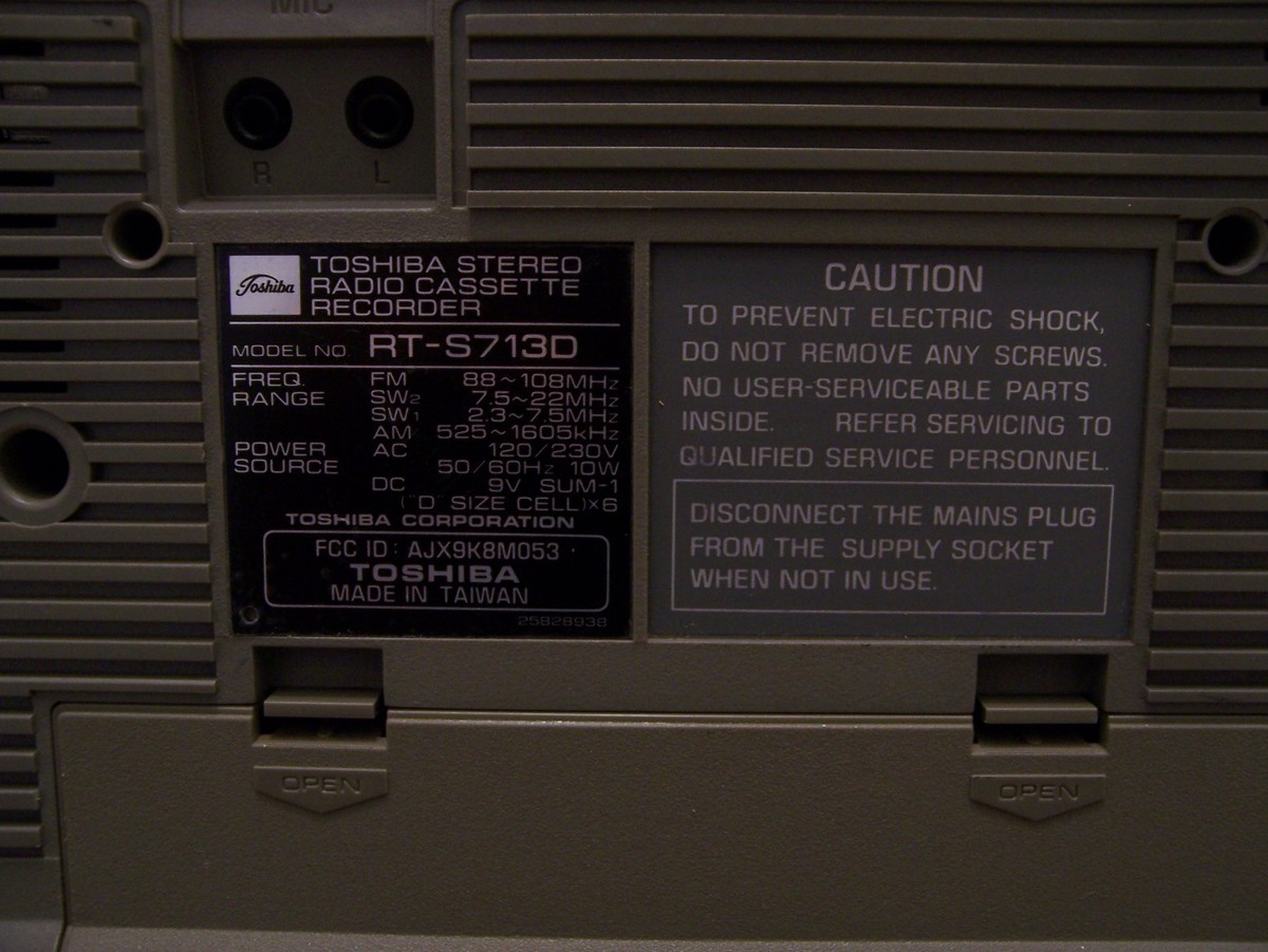 Vintage 1980 Toshiba am/fm Stereo Cassette Recorder RT-S713D Fully