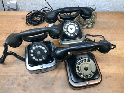 W28 Modell 25 Chrom Bronze Kupfer Telefon Telephon Wählscheibe Post alt antik
