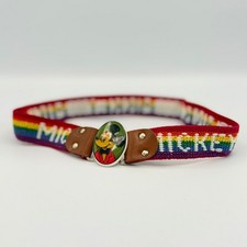 Disney Mickey Mouse Belt Kids Multicolor Rainbow Elastic Vintage Buckle Retro OS