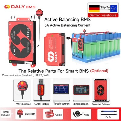 Daly Smart BMS 12V/8S 24V/16S 48V LiFePo4 BMS mit Bluetooth & 5A Active Balancer