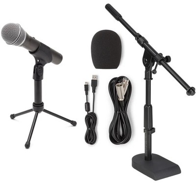 Samson Q2U Recording and Podcasting Pack USB/XLR Dynamic Microphone with Stand