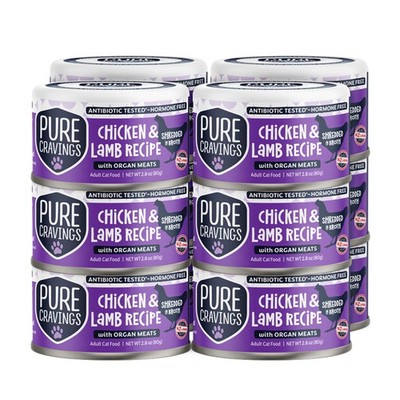 Pure Cravings Chicken And Lamb Recipe In Broth Shredded Wet Cat Food Grain-Free