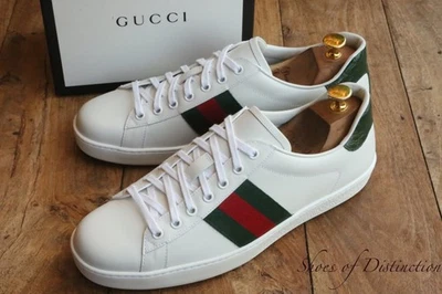 Gucci Ace White Crocodile Leather Shoes Baskets Baskets Homme UK 9 US 10 EU 43 - Photo 1/4