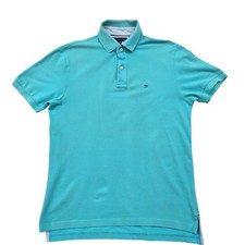 Tommy Hilfiger Men s Turquoise Cotton Pique Polo Shirt M Classic Logo