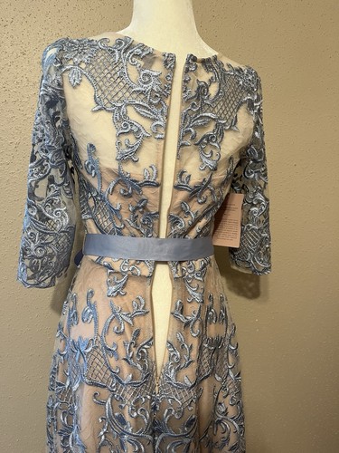 Sz 4 NWT Anthropologie BHLDN Blue Lace Hitherto Linden Midi Dress Nude Illusion - Picture 15 of 23