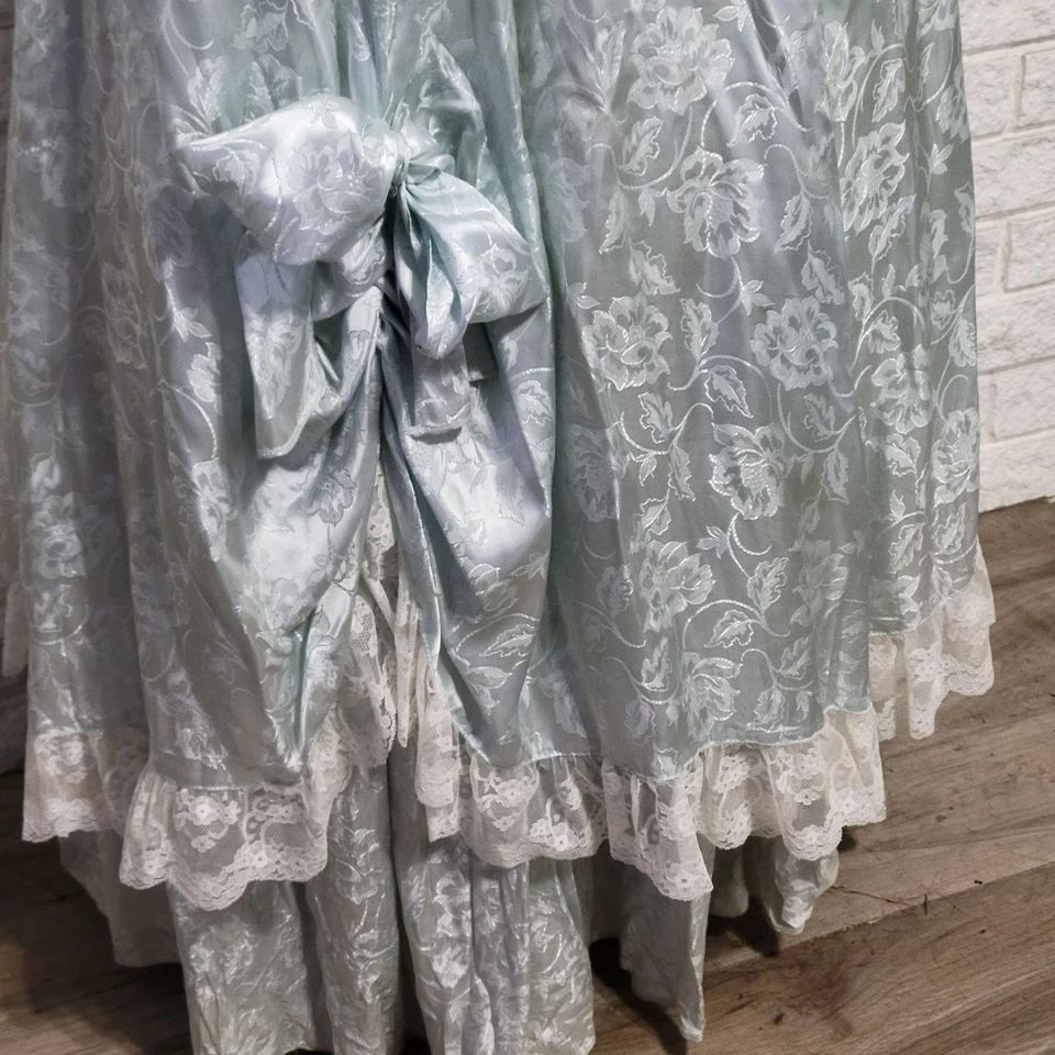 Gunne Sax Jessica McClintock 7 Lace Panel Brocade Mint Color Stand Collar Dreamy - Image 4 of 4