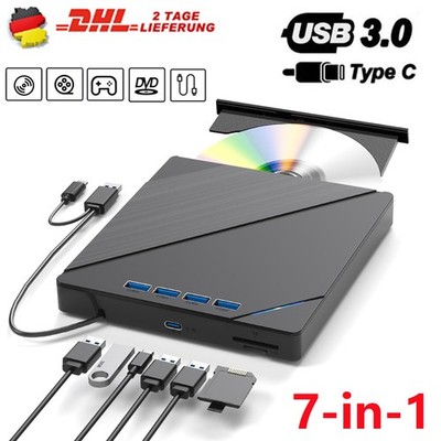 USB 3.0 Externes CD/DVD Laufwerk Type-C RW Brenner für Alle Laptops/Desktop PC