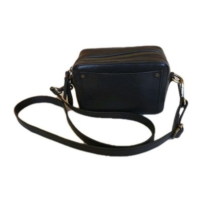 Black Leather Crossbody Camera Bag Minimalist Classic Quiet Luxury Scandi Chic