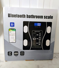 Bluetooth Smart Bathroom Scale, Tempered Glass Black, LCD Display, 180kg