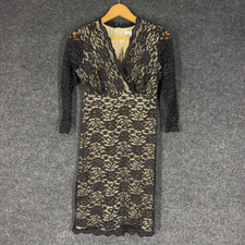 Charter Club Dress Women PS Petite Black Floral Crochet Sheath Midi V-Neck Lined