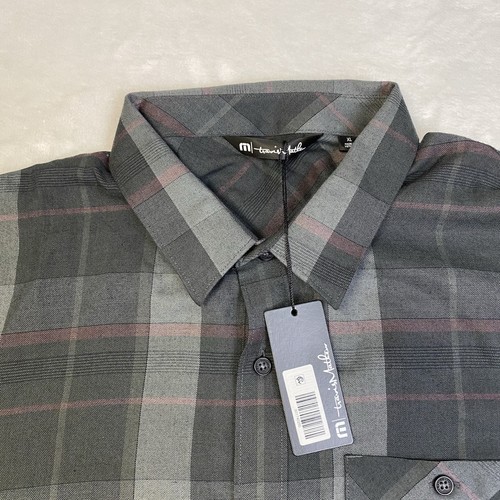 Travis Mathew Prize Money Plaid Shirt Men's Size XL Black, Gray And Red NWT - Picture 2 of 9