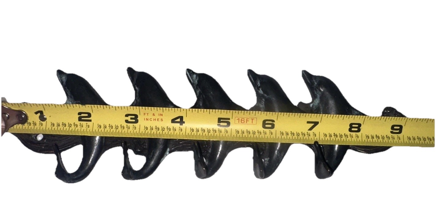 VTG 5 dolphins Bronze Tone Metal Rack  Key Jewelry Holder Wall Mount