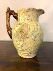 Vintage Majolica Spongeware Pitcher Shell  7.5" Roseville Cornelian