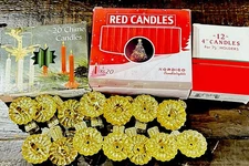 Metal Clip On Christmas Tree Candle Holders And Candles Vintage