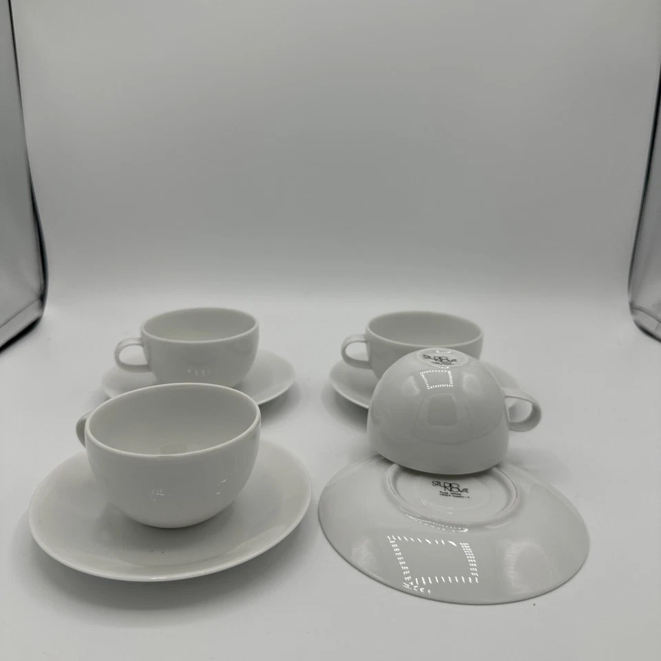 Set of 4 Studio Nova Tivoli White 3oz Cups & Saucers, Cappuccino, Porcelain    - Image 3 of 4