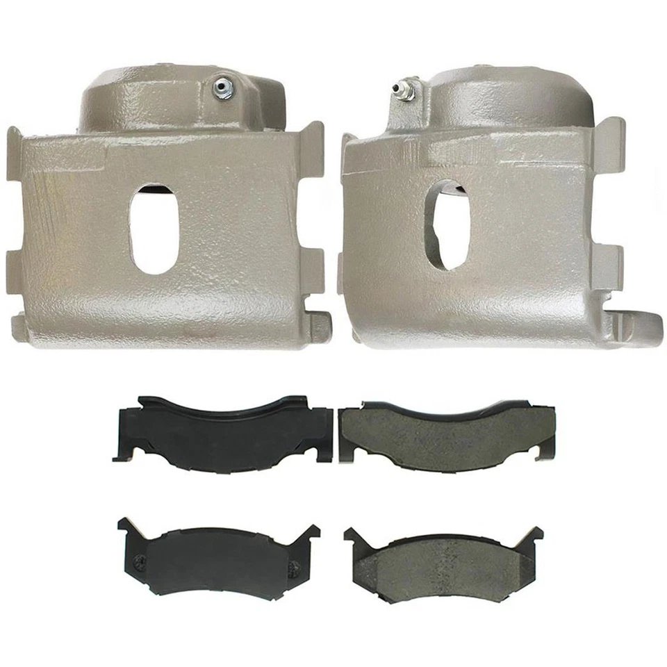 Pinzas de freno delanteras izquierda derecha y pastillas de freno metálicas para Dodge B1500 2500 B3500 Foto 2 de 4