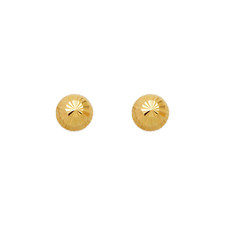 14K Yellow Gold Diamond Cut Ball Stud Earrings 6mm Wide 2grams Screw Backing