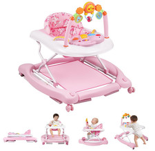 5 in 1 Baby Walker Bouncer w/ Music,Height Adjustable for 6-18 Month Infant Girl