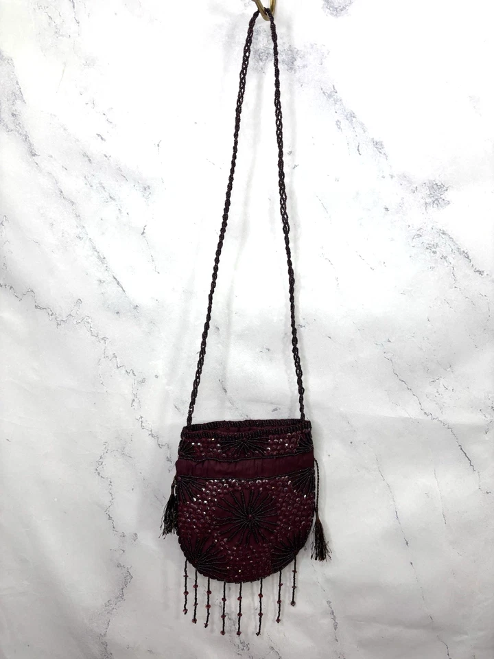 Cartera de colección con cordón con cuentas brillantes borlas hadas caprichoso Art Deco Foto 2 de 4