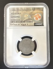 1890-1916 Germany 10P WW1 Special Label NGC Slabbed Genuine Wilhelm ll