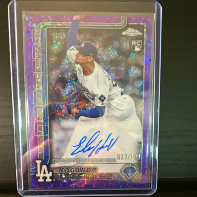 Topps 2025 Chrome Edgardo Henriquez Dodgers Rookie Auto Purple Speckle /299