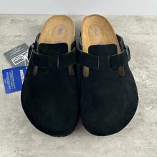 New-Birkenstock Boston Suede Leather Soft Footbed Black Men/women's Clog Shoes