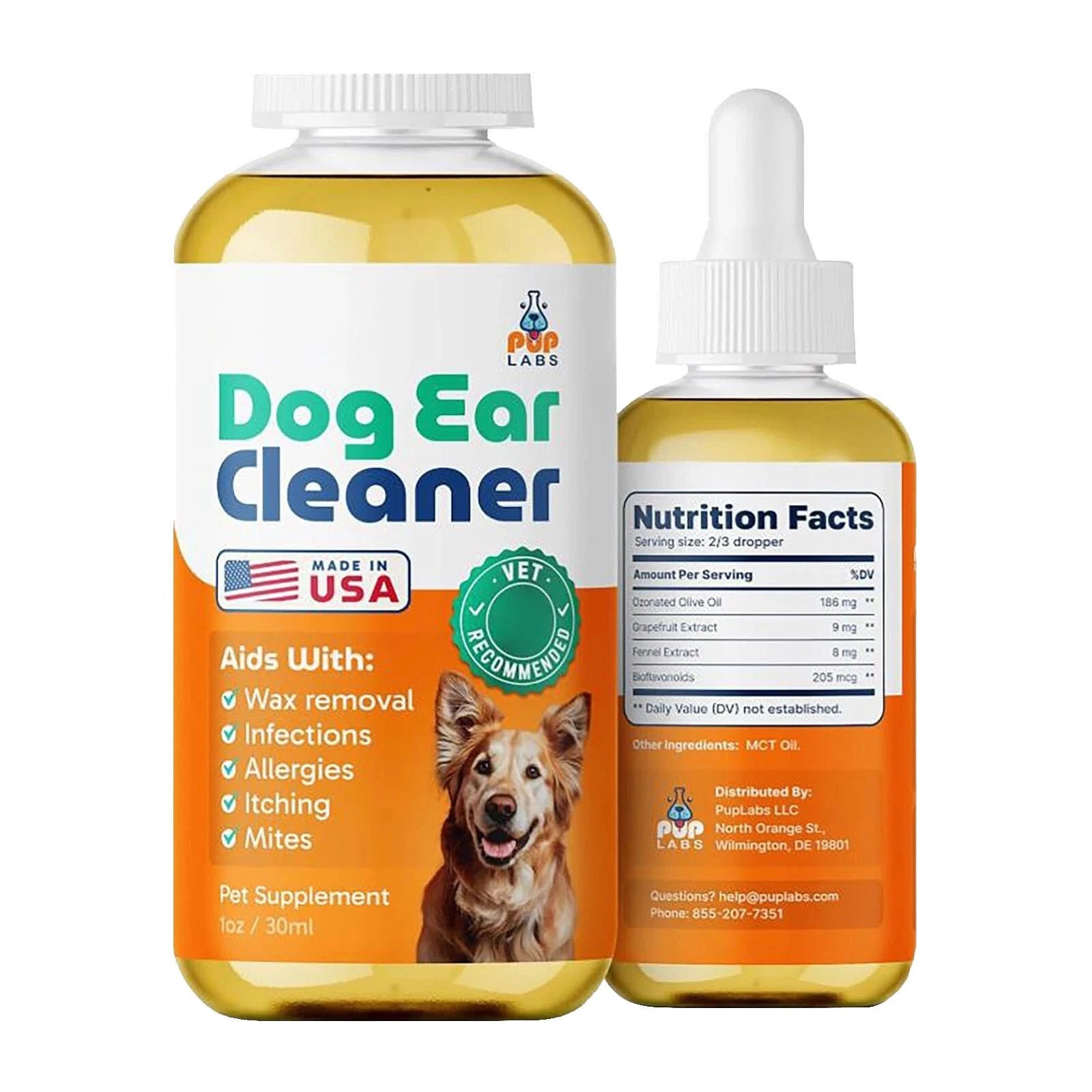 Ear Clear, Natural Dog Ear Cleaner and Infection Treatment for Dogs, Dog Drops
