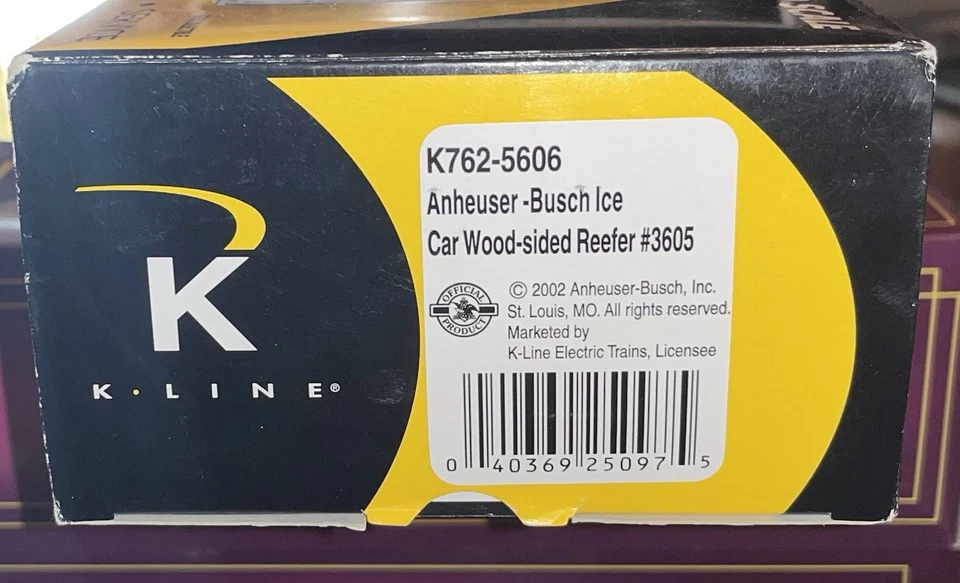 K-LINE ANHEUSER-BUSCH ICE BEER 40’ WOOD-SIDED REEFER O-SCALE K762-5606 - Image 2 of 3