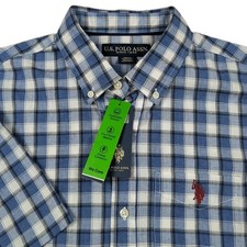 U.S Polo Assn. Men's Medium Plaid Short Sleeve Shirt Cotton Lightweight NWT