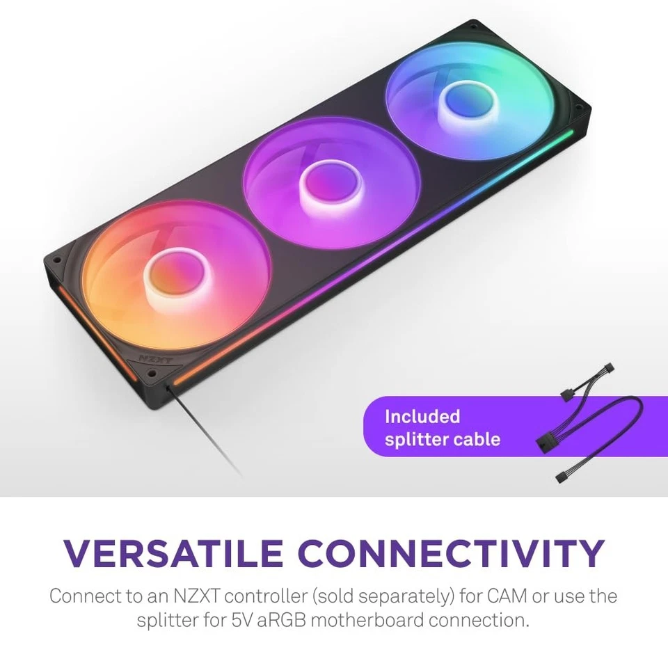 NZXT - F360 RGB Core - 360mm Single-Frame Case Fan Unit with 3 x 120mm RGB Fans - Image 2 of 4